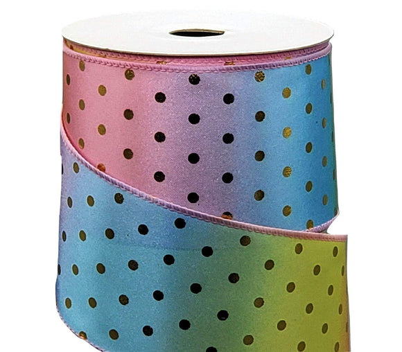 Spring Ribbon Metal 10 Yards Wired Spring Ribbon - 2.5 inch Pastel Satin Ombre Ribbon with ...
