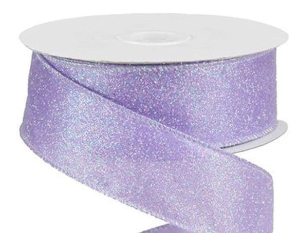 PerpetualRibbons Spring Wired Glitter Ribbon - 1.5 inch Lavender Iridescent Glitter Satin Ribbon - Non Shedding Glitter Ribbon - 10 Yards