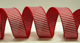 PerpetualRibbons Stripes 1.5 1.5 or 2.5 inch Wired Red & White Horizontal Striped Canvas Ribbon - 10 Yards