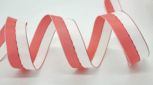 PerpetualRibbons Stripes 1.5 inch Coral & Cream Sherbet Wired Ribbon - 5 Yards