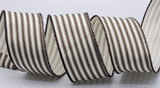 PerpetualRibbons Stripes 1.5 inch or 2.5 inch Chocolate Brown & Cream Striped Ticking Ribbon - 10 Yards 10 Yards 1.5 or 2.5 inch Ticking Ribbon | Perpetual Ribbons