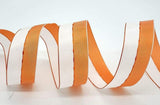 PerpetualRibbons Stripes 1.5 inch Orange & Cream Sherbet Wired Ribbon - 5 Yards