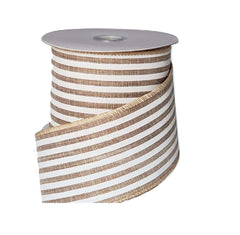 Vertical Stripe Wired Edge Ribbon - 10 Yards (Light Grey, White, 2.5 I –  Door and Decor, LLC
