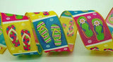 PerpetualRibbons Summer 2.5 inch Canvas Type Flip Flop Ribbon - 10 Yards