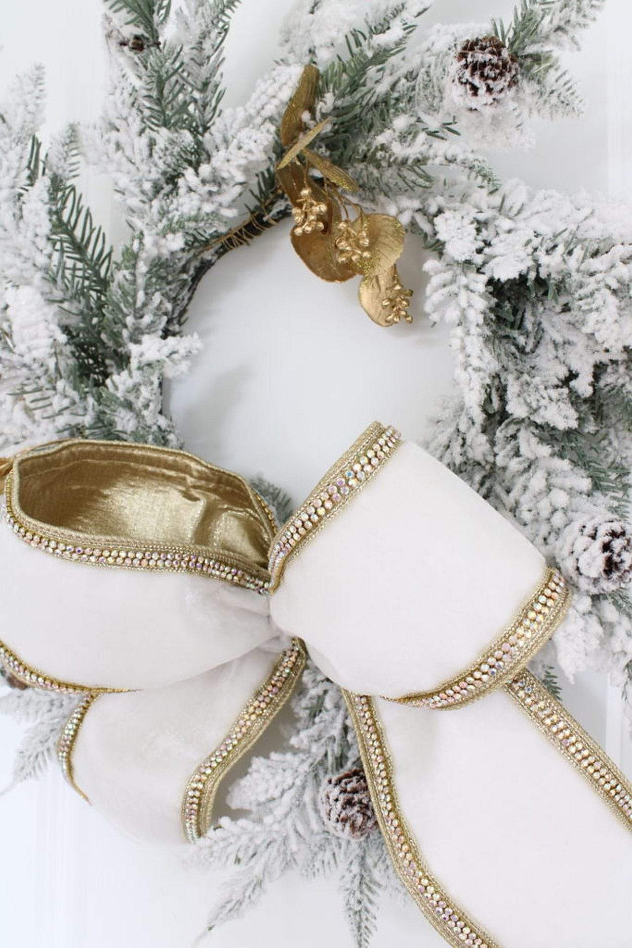 d.stevens 4 Winter White Velvet Christmas Ribbon with Double Crystal –  Perpetual Ribbons