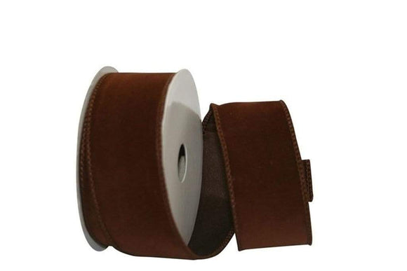 Reliant Christmas Solids 1.5 inch Solid Chocolate Brown Suede Ribbon - 10 Yards 10 Yards Wired Brown Suede Ribbon | Perpetual Ribbons